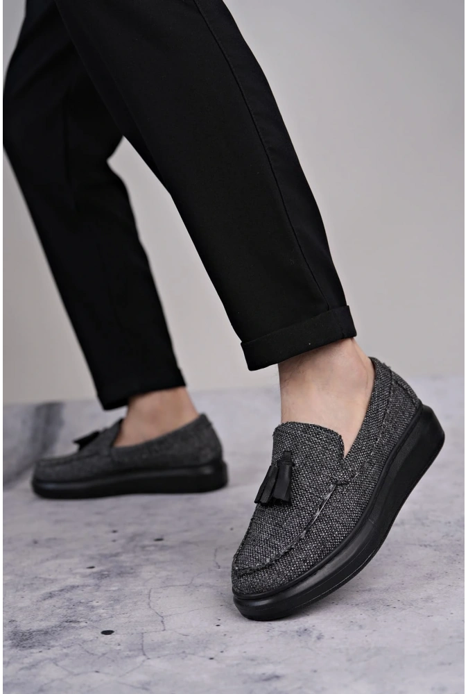 Swo154 Blaze Bağcıksız Püsküllü Keten Erkek Günlük Spor Klasik Ayakkabı Kst - Gri