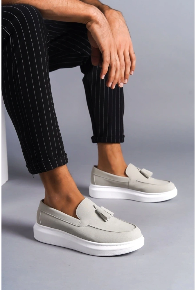 Swo154 Blaze Bağcıksız Püsküllü Süet Erkek Günlük Spor Klasik Ayakkabı Sbt - Gri