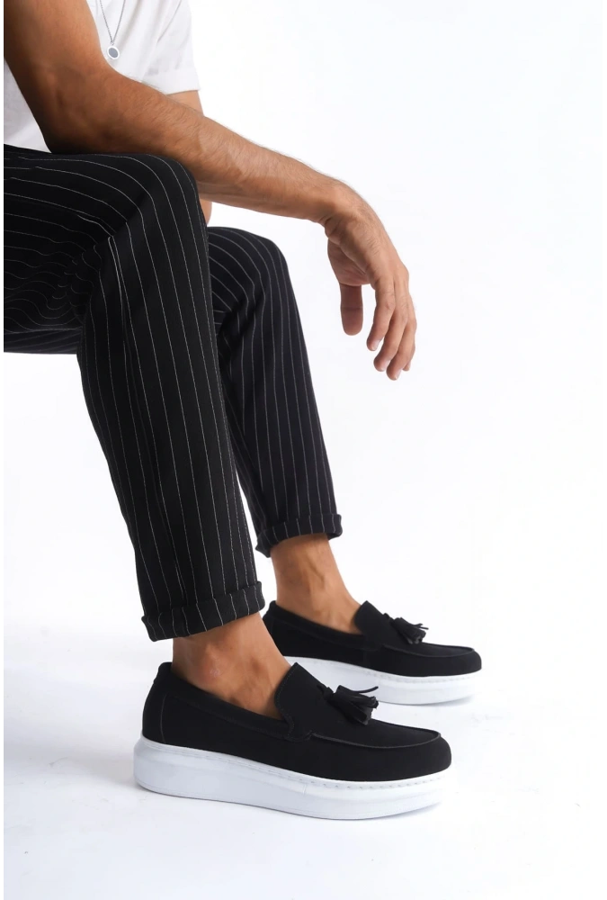 Swo154 Blaze Bağcıksız Püsküllü Süet Erkek Günlük Spor Klasik Ayakkabı Sbt - Siyah