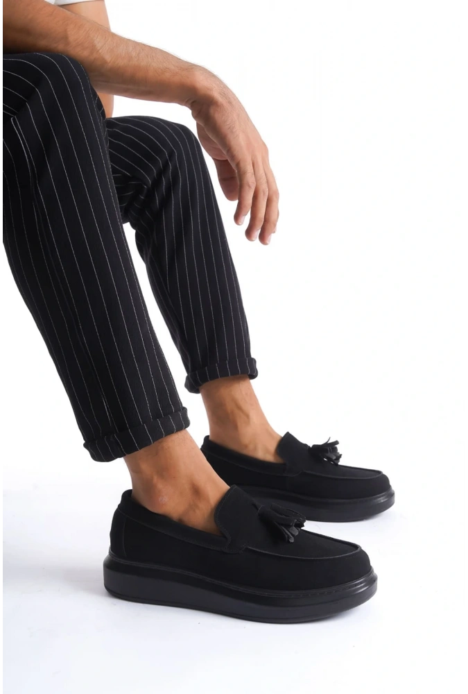 Swo154 Blaze Bağcıksız Püsküllü Süet Erkek Günlük Spor Klasik Ayakkabı Sst - Siyah