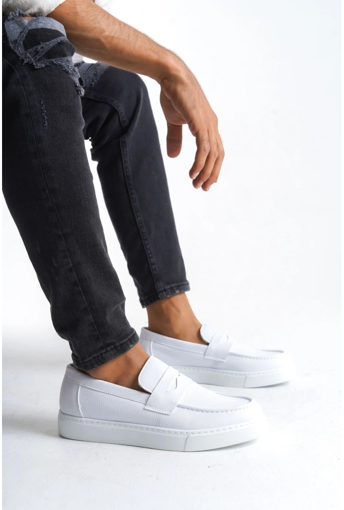 Swo180 Estilo X Bağcıksız Cilt Erkek Günlük Spor Klasik Ayakkabı Cbt - Beyaz
