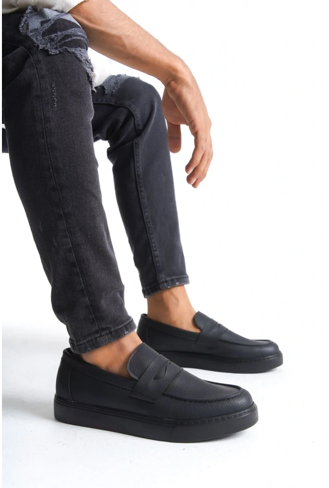 Swo180 Estilo X Bağcıksız Cilt Erkek Günlük Spor Klasik Ayakkabı Cst - Siyah