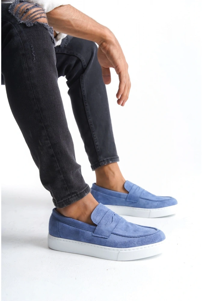 Swo180 Estilo X Bağcıksız Süet Erkek Günlük Spor Klasik Ayakkabı Sbt - Mavi