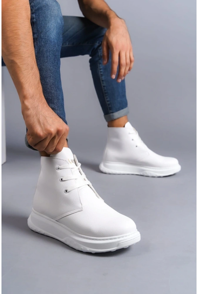 Swo204 Franca Bağcıklı Cilt Erkek Spor Bot Bt - Beyaz