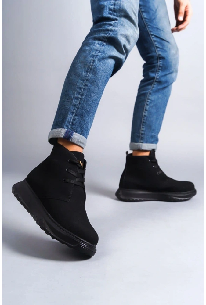 Swo204 Franca Bağcıklı Süet Erkek Spor Bot St - Siyah