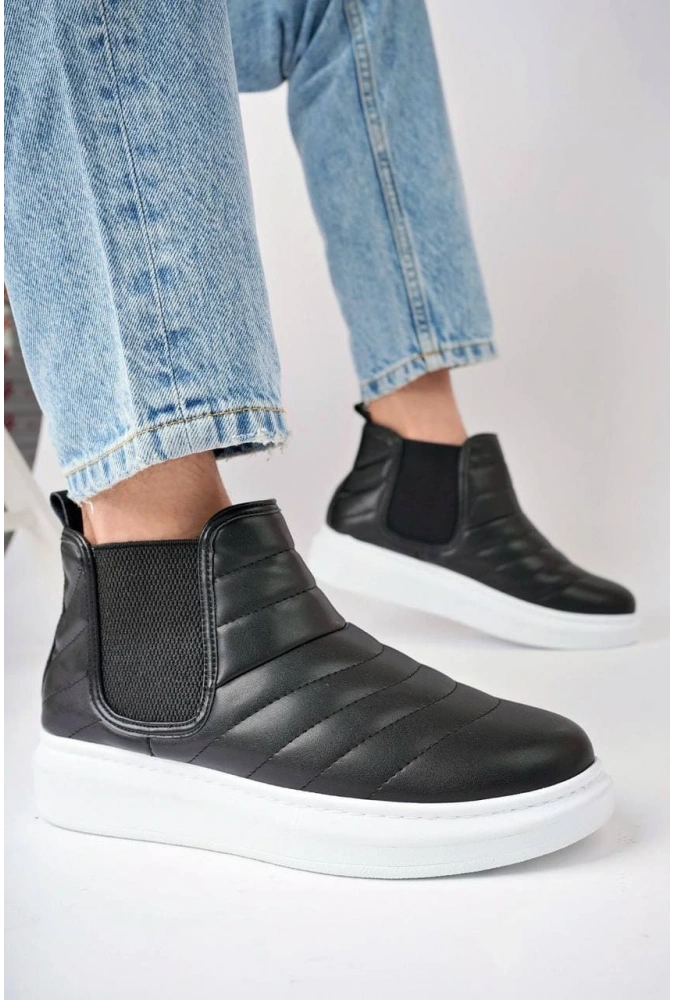 Swo205 Boston Bağcıksız Cilt Erkek Spor Bot Bt - Siyah