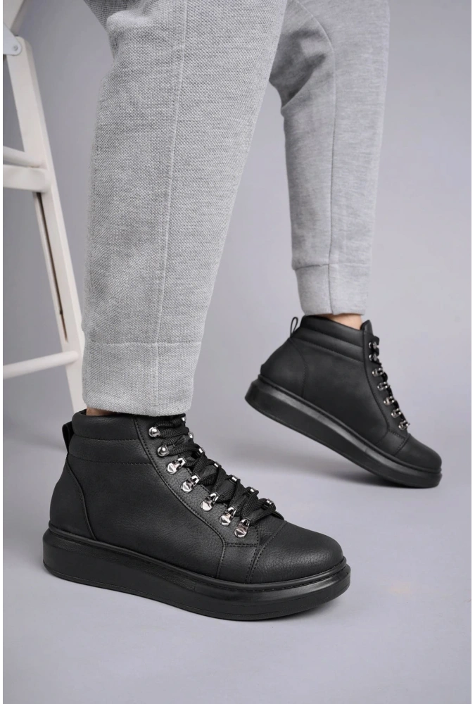 Swo206 Ottawa Bağcıklı Cilt Erkek Günlük Spor Bot St - Siyah