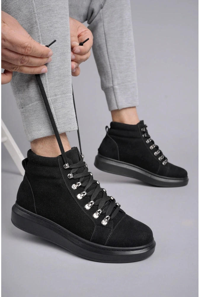 Swo206 Ottawa Bağcıklı Süet Erkek Günlük Spor Bot St - Siyah