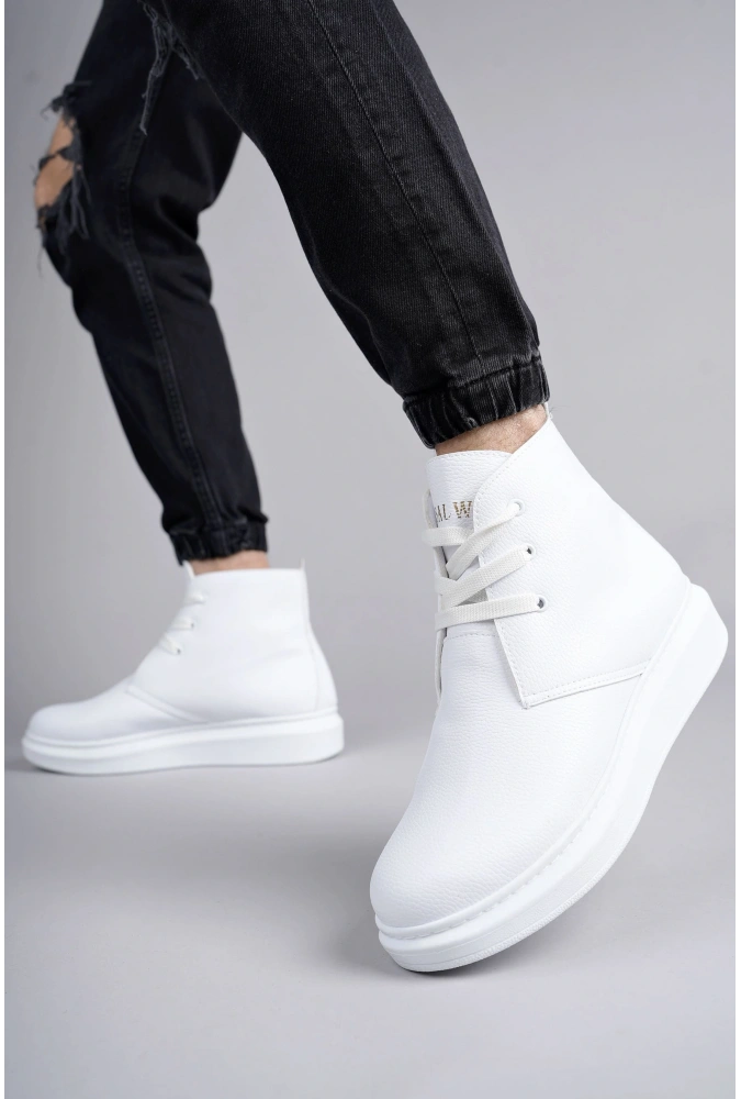 Swo207 Oslo Bağcıklı Cilt Erkek Günlük Spor Bot Bt - Beyaz