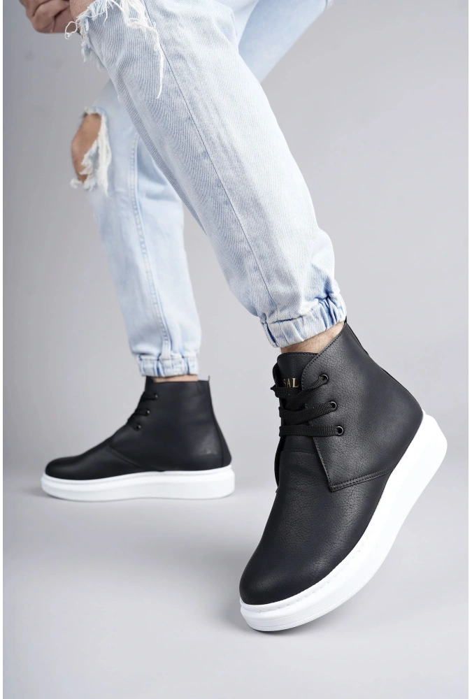 Swo207 Oslo Bağcıklı Cilt Erkek Günlük Spor Bot Bt - Siyah