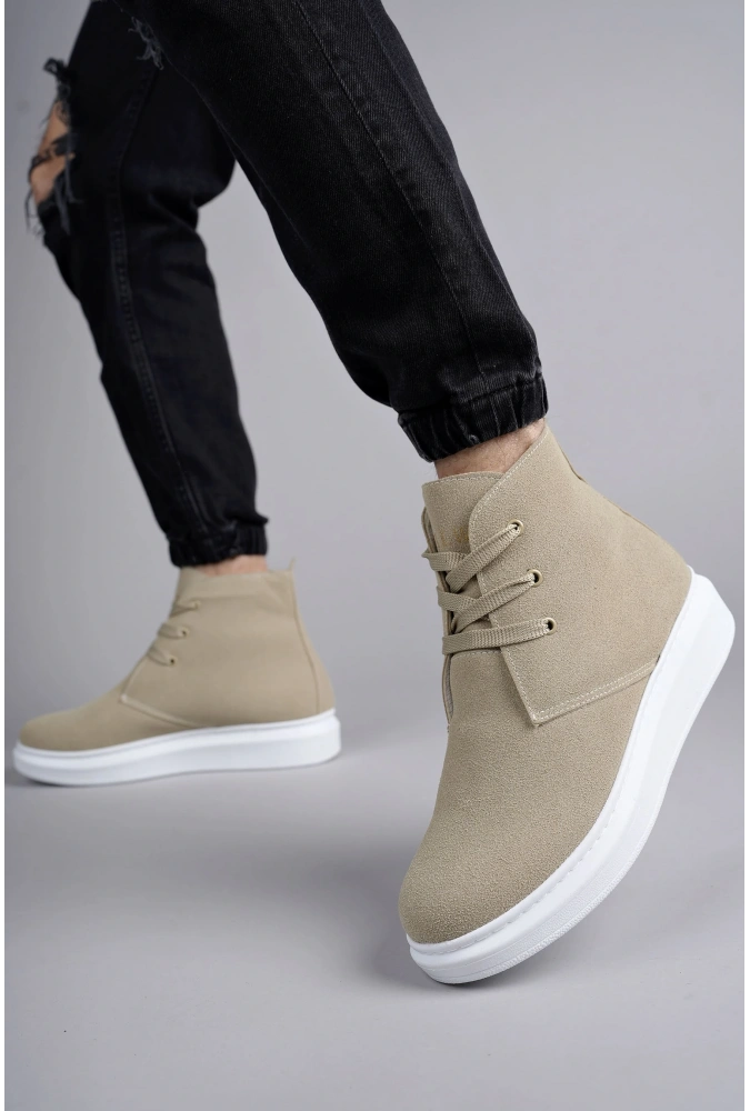 Swo207 Oslo Bağcıklı Süet Erkek Günlük Spor Bot Bt - Krem