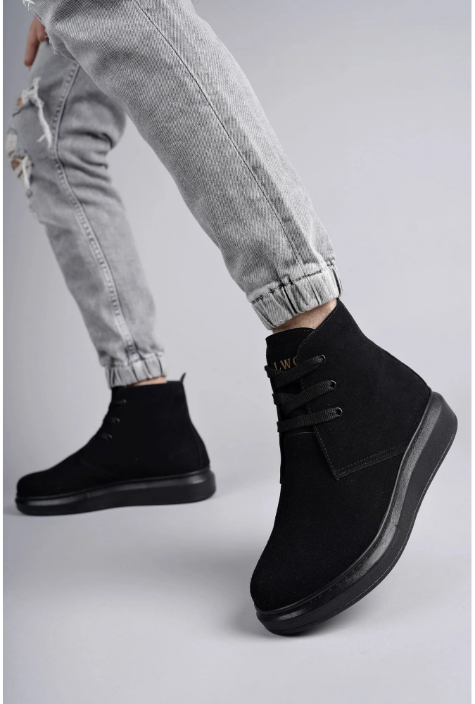 Swo207 Oslo Bağcıklı Süet Erkek Günlük Spor Bot St - Siyah