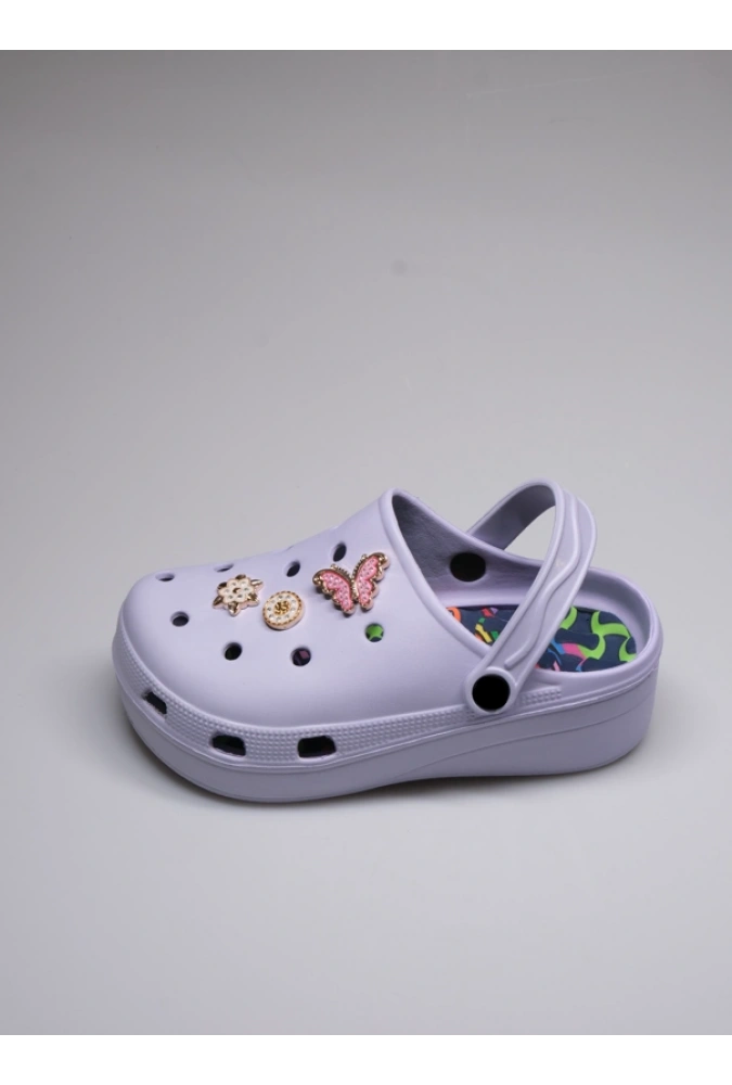 Taş ve Toka Detaylı Jel Tabanlı Masaj Özellikli Eva Lila Doktor Sandalet