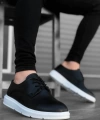 Shoecide Bbo0003 Bağcıklı Klasik Siyah Beyaz Yüksek Taban Casual Erkek Ayakkabı
