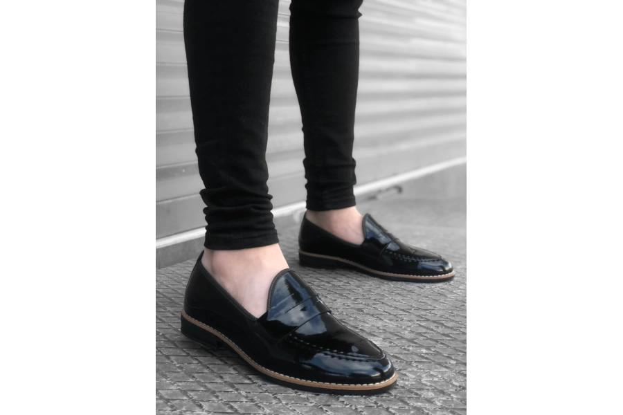 Shoecide Bbo0009 Rugan Corcik Siyah Klasik Erkek Ayakkabısı