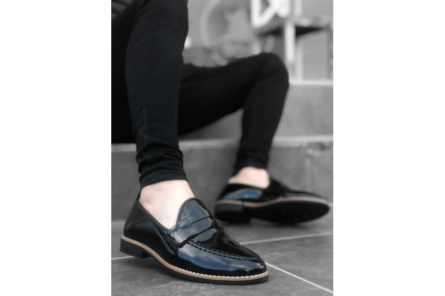 Shoecide Bbo0009 Rugan Corcik Siyah Klasik Erkek Ayakkabısı