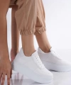 Shoecide Kadın Beyaz Yüksek Taban Renk Detaylı Sneaker