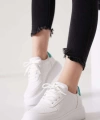 Shoecide Kadın Mint Beyaz Bağcıklı Sneaker Günlük Spor Ayakkabı Fdn-01