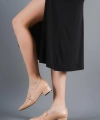 Shoecide Kadın Nut Vizö Cilt Toka Detaylı Sivri Burun Alçak Topuklu