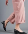 Shoecide Kadın Siyah Venn Cilt Çapraz Toka Detaylı Sivri Burun Alçak Topuk