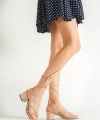 Shoecide Lux Kadın Bej Bilekten Bağlamalı İpli Terlik&sandalet