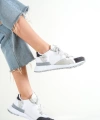 Shoecide Lux Kadın Gri Füme File Detaylı Bağcıklı Sneaker Günlük Spor Ayakkabı Kecsp130