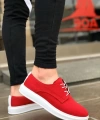 Shoecide Bbo0003 Bağcıklı Klasik Spor Keten Kırmızı Beyaz Yüksek Taban Casual Erkek Ayakkabı