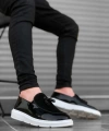 Shoecide Bbo0005 Bağcıksız Yüksek Taban Siyah Beyaz Taban Klasik Süet Detaylı Püsküllü Corcik Erkek Ayakkabı