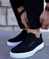 Shoecide Bbo0104 Bağcıklı  Nubuk Spor Klasik Siyah Erkek Ayakkabı