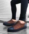 Shoecide Bbo0104 Bağcıklı Taba Ekose Süet Siyah Taban Spor Klasik Erkek Ayakkabı