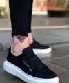 Shoecide Bbo0134 Boa Kalın Yüksek Taban Çapraz Bant Siyah Beyaz Erkek Ayakkabı