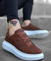 Shoecide Bbo0134 Boa Kalın Yüksek Taban Çapraz Bant Taba Beyaz Erkek Ayakkabı