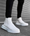 Shoecide Bbo0150 Bağcıksız Bantlı Erkek Yüksek Taban Beyaz Spor Bot