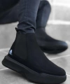 Shoecide Bbo0150 Bağcıksız Bantlı Erkek Yüksek Taban Siyah Taban Spor Bot