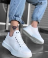 Shoecide Bbo0161 Bağcıklı Erkek Yüksek Taban Beyaz Spor Ayakkabı