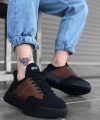 Shoecide Bbo0163 Bağcıklı Erkek Yüksek Taban Siyah Taba Spor Ayakkabı