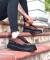 Shoecide Bbo0238 Boa Yüksek Taban Taba Siyah Bağcıklı Erkek Ayakkabı