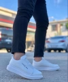 Shoecide Bbo0307 Boa Kalın Yüksek Taban Çift Bant Beyaz Erkek Ayakkabı