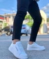 Shoecide Bbo0307 Boa Kalın Yüksek Taban Çift Bant Beyaz Erkek Ayakkabı