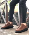 Shoecide Bbo0310 Boa Kalın Yüksek Taban Fermuarlı Taba Siyah Erkek Ayakkabı