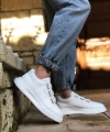 Shoecide Bbo0329 3 Bant Beyaz Kalın Taban Casual Erkek Ayakkabı