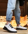 Shoecide Bbo0329 3 Bant Beyaz Siyah Detaylı Kalın Taban Casual Erkek Ayakkabı