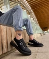 Shoecide Bbo0329 3 Bant Siyah Tabanlı Gümüş Detaylı Kalın Taban Casual Erkek Ayakkabı