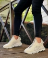 Shoecide Bbo0350 Yüksek Taban Tarz Sneakers Cırt Detaylı Beyaz Erkek Spor Ayakkabısı