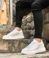 Shoecide Bbo0547 Boa Kalın Yüksek Taban Beyaz Bağcıklı Spor Erkek Ayakkabı