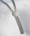 Shoecide 316l Çelik Gümüş Renk İtalyan Zincir Madalyon Sallantı Model İncili Kadın Kolye