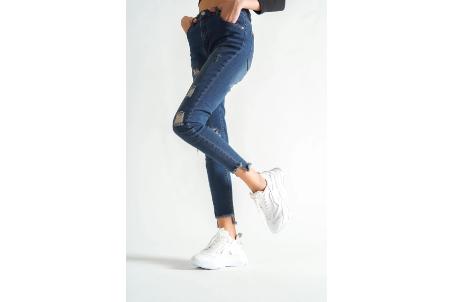 Shoecide Kadın Beyaz Yüksek Tabanlı File Detaylı Sneaker Günlük Spor Ayakkabı Kecsp140