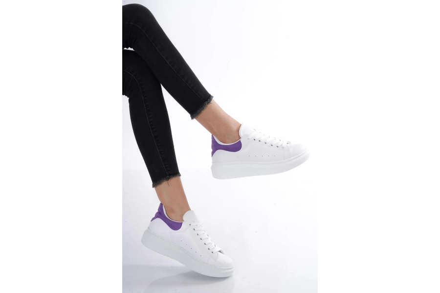 Shoecide Kadın Lila Renk Detaylı Sneaker Ayakkabı