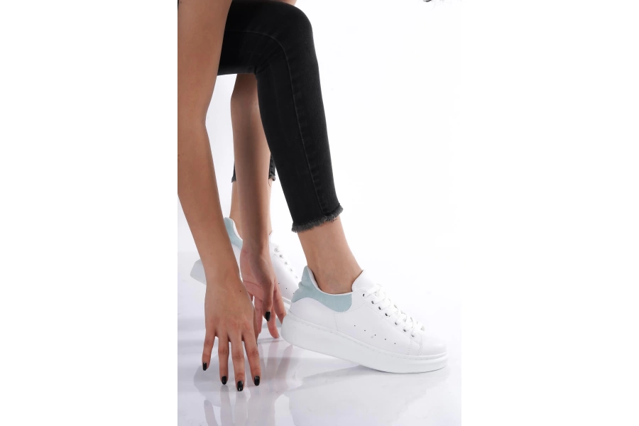 Shoecide Kadın Mint Renk Detaylı Sneaker Ayakkabı