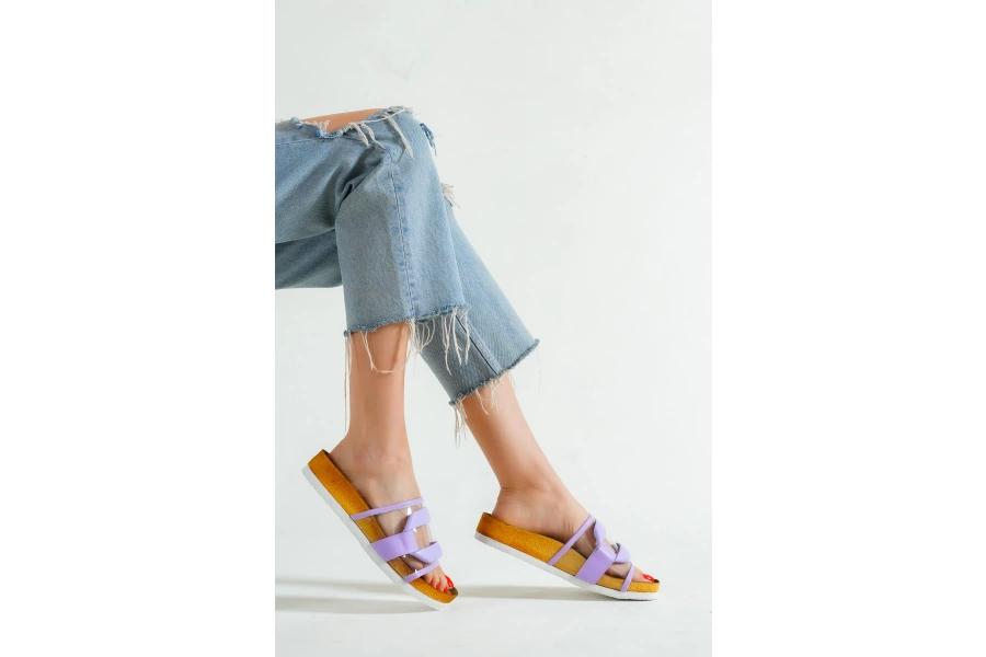 Shoecide Lux Kadın Lila Tokalı Tek Bant Terlik&sandalet 005
